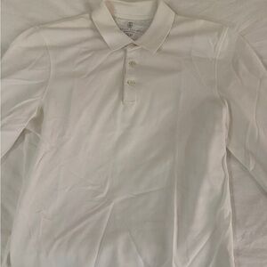 NEW Brunello Cucinelli Men's White Long-Sleeve Polo Shirt